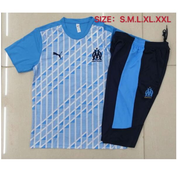 Marseille Light Blue Training Sets Capri Pants with Shirt 2020/21